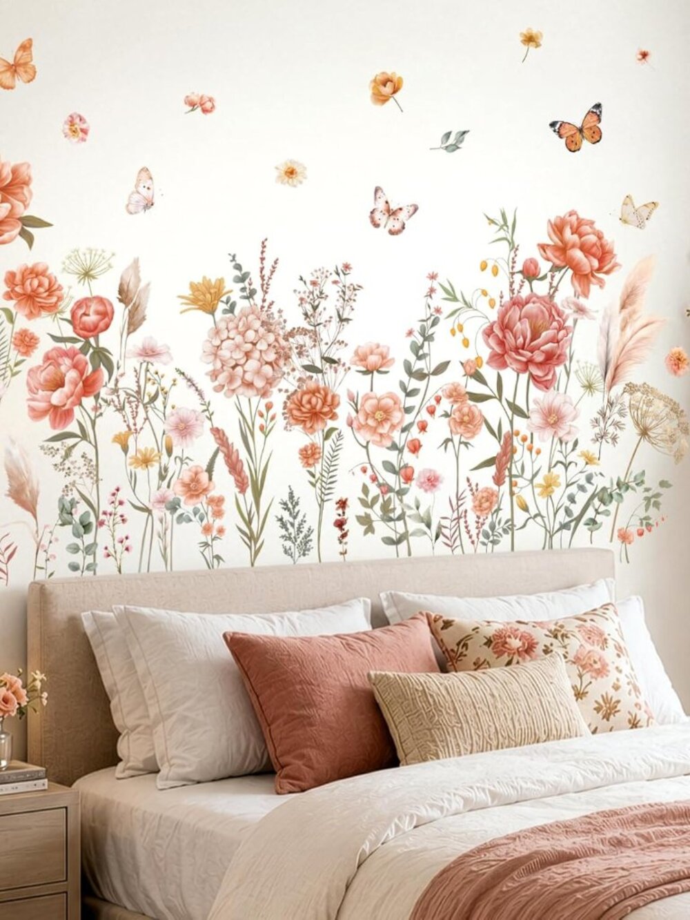 Boho Large Flowers Wall Decals – Removable Peel & Stick Floral Blossom Stickers